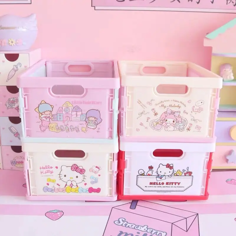 

Sanrioed Anime Kuromi My Melody Cinnamoroll Kittys Kawaii Cartoon Cute Cosmetics Toys Sundries Foldable Storage Box Girl Gift