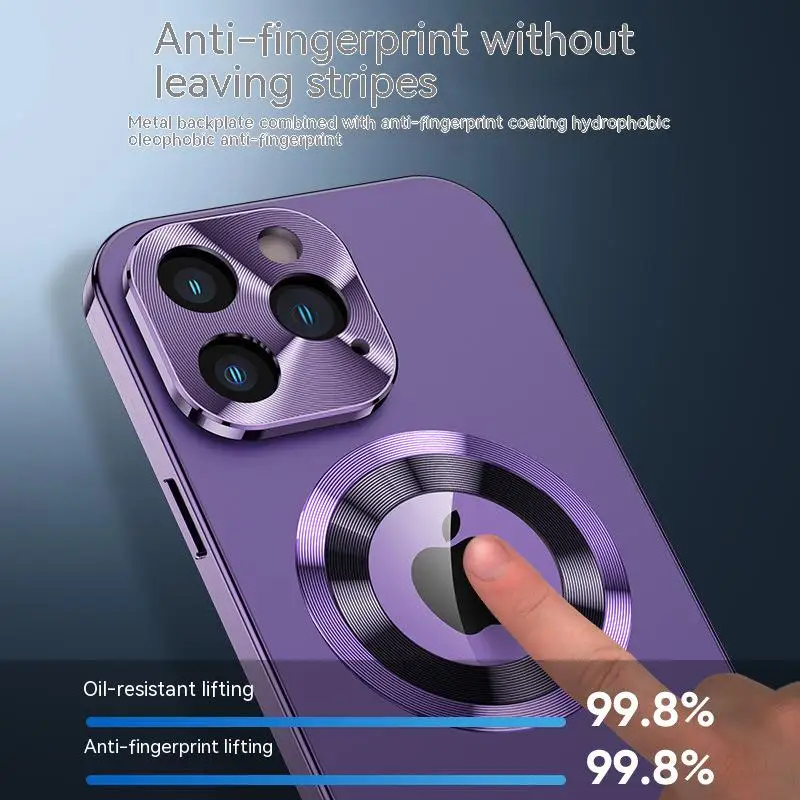 For iPhone 14 13 12 Pro Max Case 360° Full Enclosed Metal Aluminum Alloy HD Glass Magnetic Adsorption Protection Phone Cover