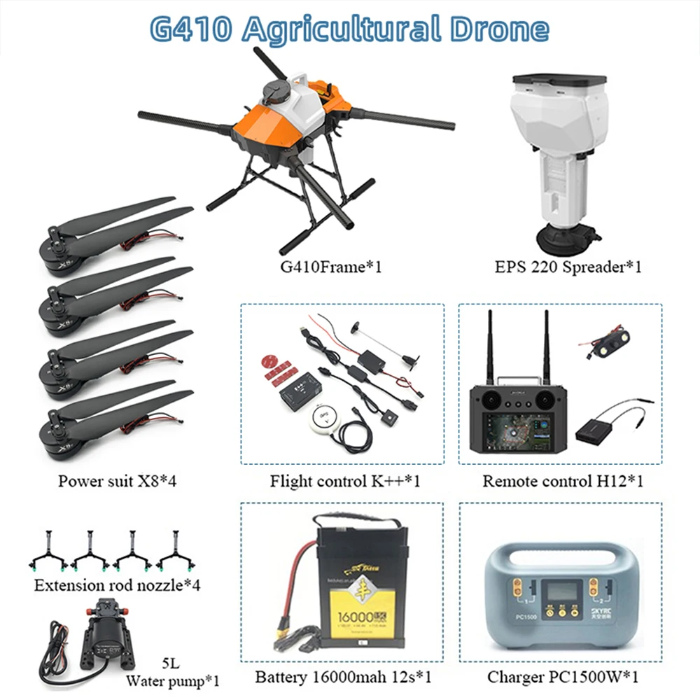 

Agriculture Drone EFT G410 4 Axis Aircraft 10L 10KG Agricultural Sprayer Nozzle Foldable Propeller Hobbywing Motor X8 Battery