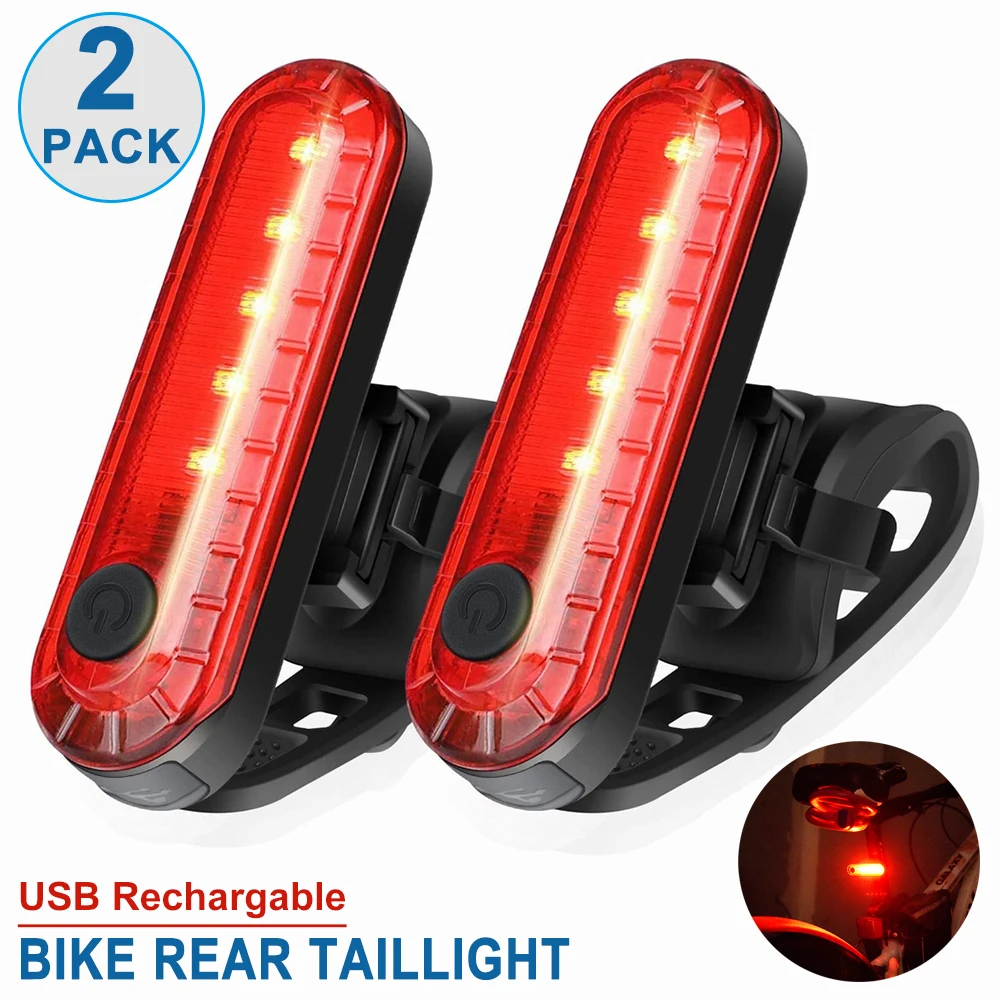 

2 Pack Bright Bicycle Rear Light Cycling Taillight Safety Flashlight USB Rechargeable 4 Light Mode Options LED Bike Tail Light