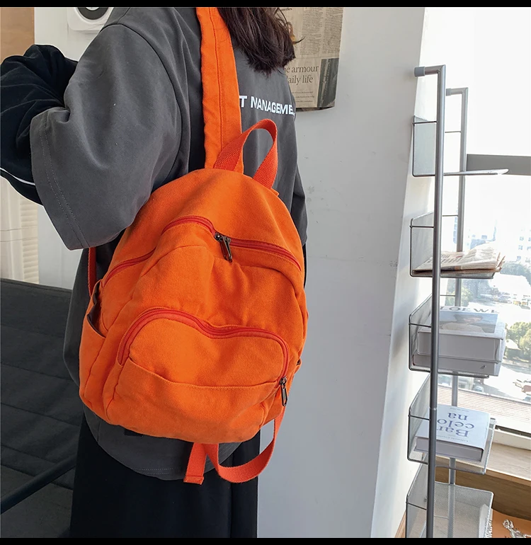 

Unisex Retro Canvas Backpack Casual Female College Student Junior High School Student White Bagpack Small Travel Book Bags Lady