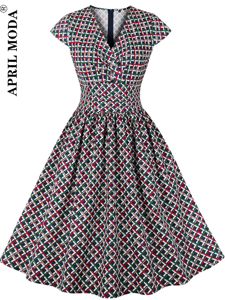 

2023 ретро летние платья винтажное темпераментное женское вечерние Формальное повседневное цветное клетчатое платье с принтом 50s 60s расклешенное платье трапециевидной формы