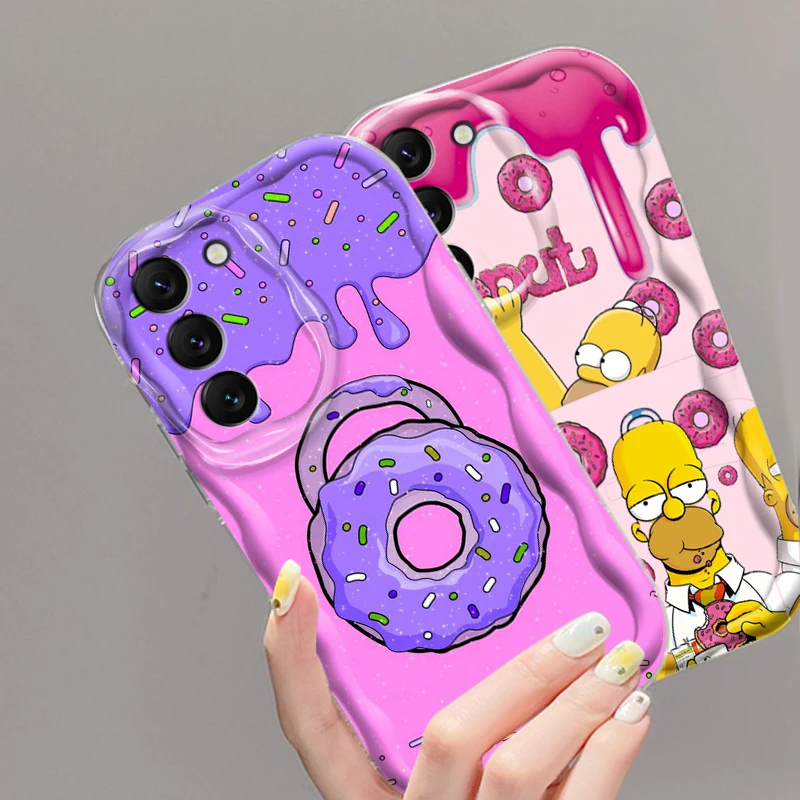 Симпсоны пончики искусство мультфильм для Samsung S24 S23 S21 S20 Ultra Plus FE A73 A72 A71 A51 A31 A05S A05 A04
