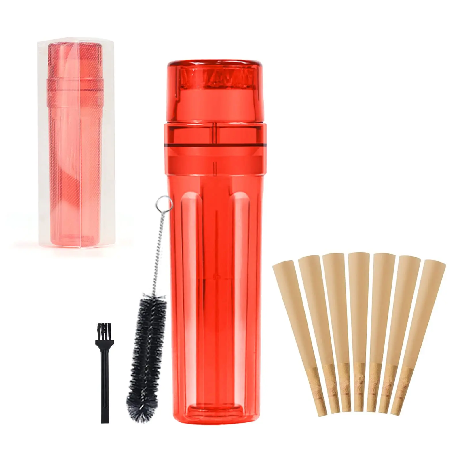 

Herb Grinder Cone Loader Portable - Transparent Cone Grinder for Herb - Herb Storage Grind Pack All in One with Magnetic Top