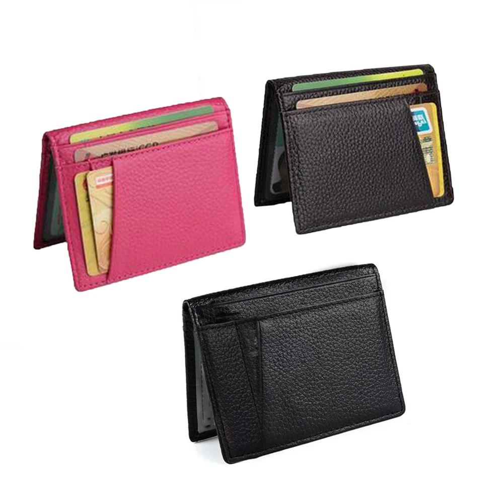 

Case Purse Wallet Men's ID Credit Card Button Case Men's Genuine Leather Slim Wallet Thin Business Card Holder ID Case Purse Bag