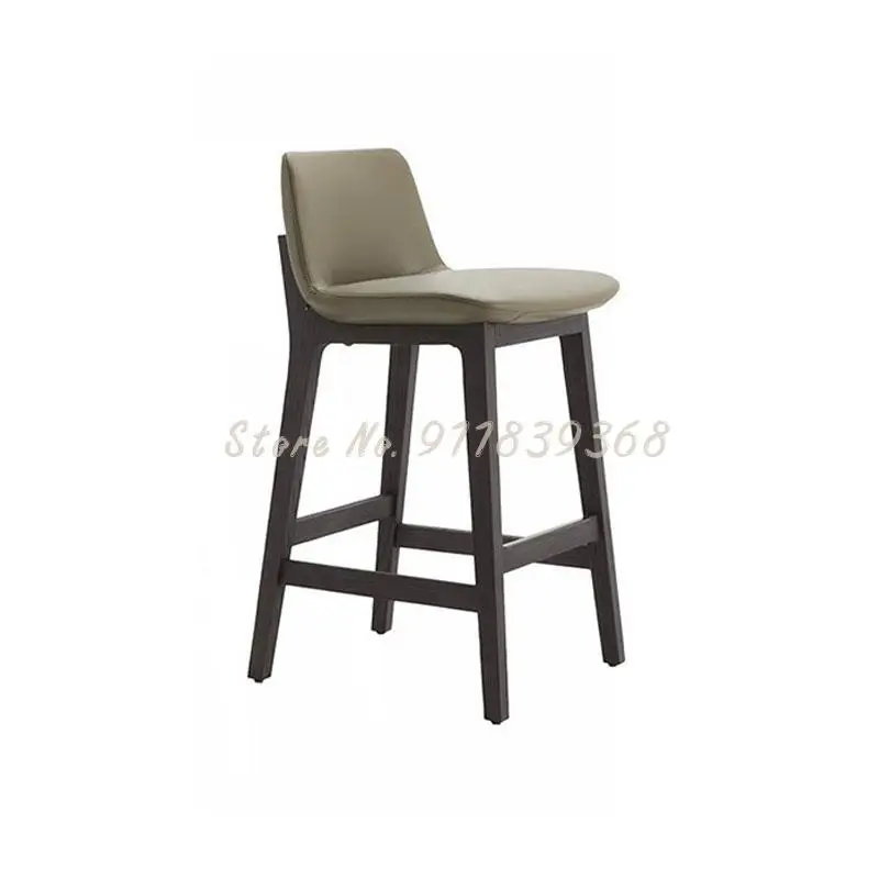 Nordic solid wood bar chair simple modern Chinese light luxury home front desk high stool custom island |