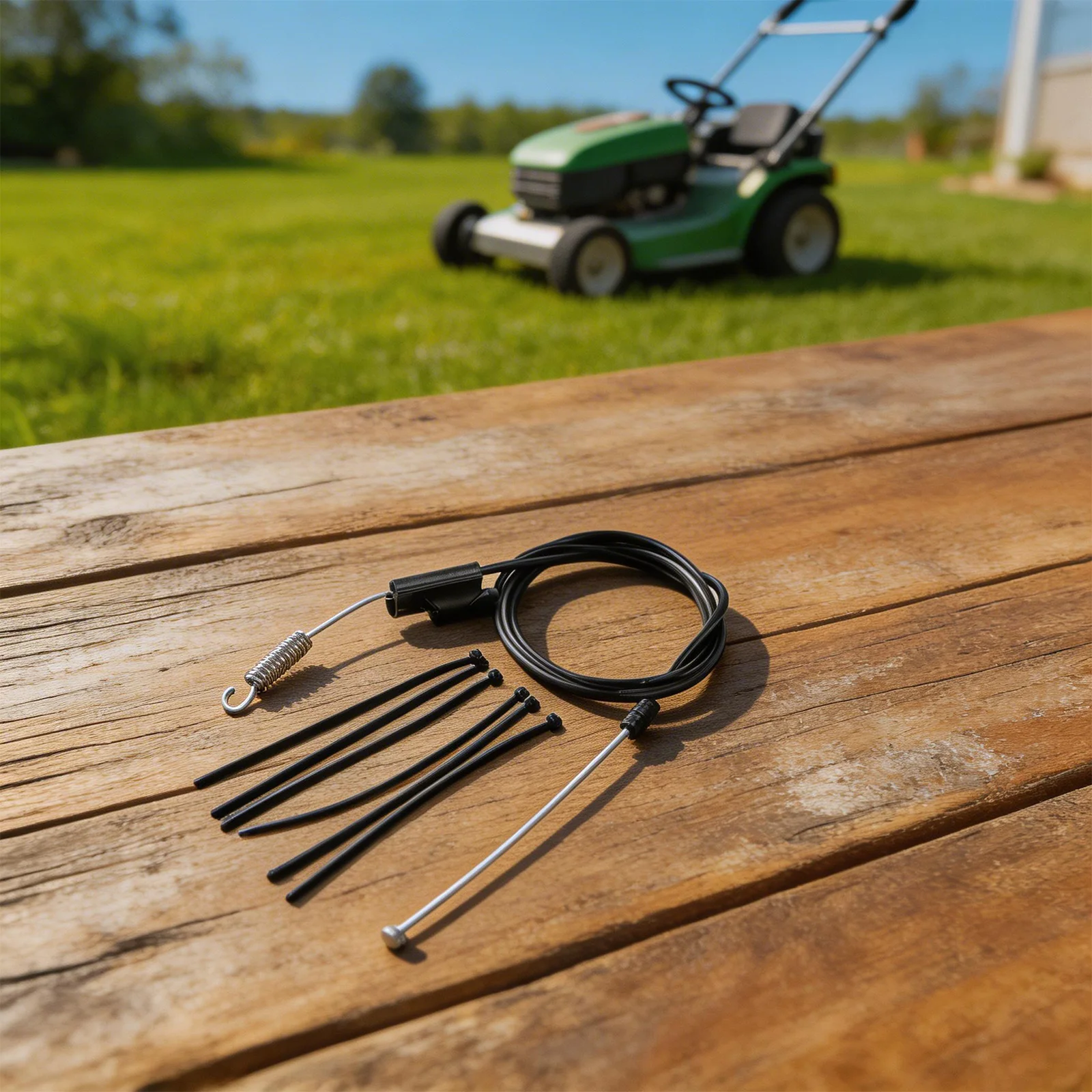 Фото Запасной приводной кабель 94604728A для Craftsman и TroyBilt с фиксатором от расцепления и монтажной шпилькой №4