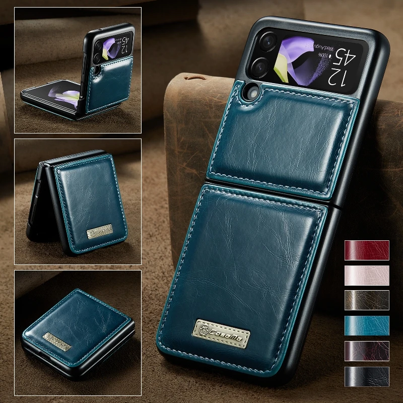

Luxury Solid Color Leather Phone Case For Samsung Galaxy Z Flip 4 3 Shockproof Anti-Drop Protective Fold Slim Phone Back Cover