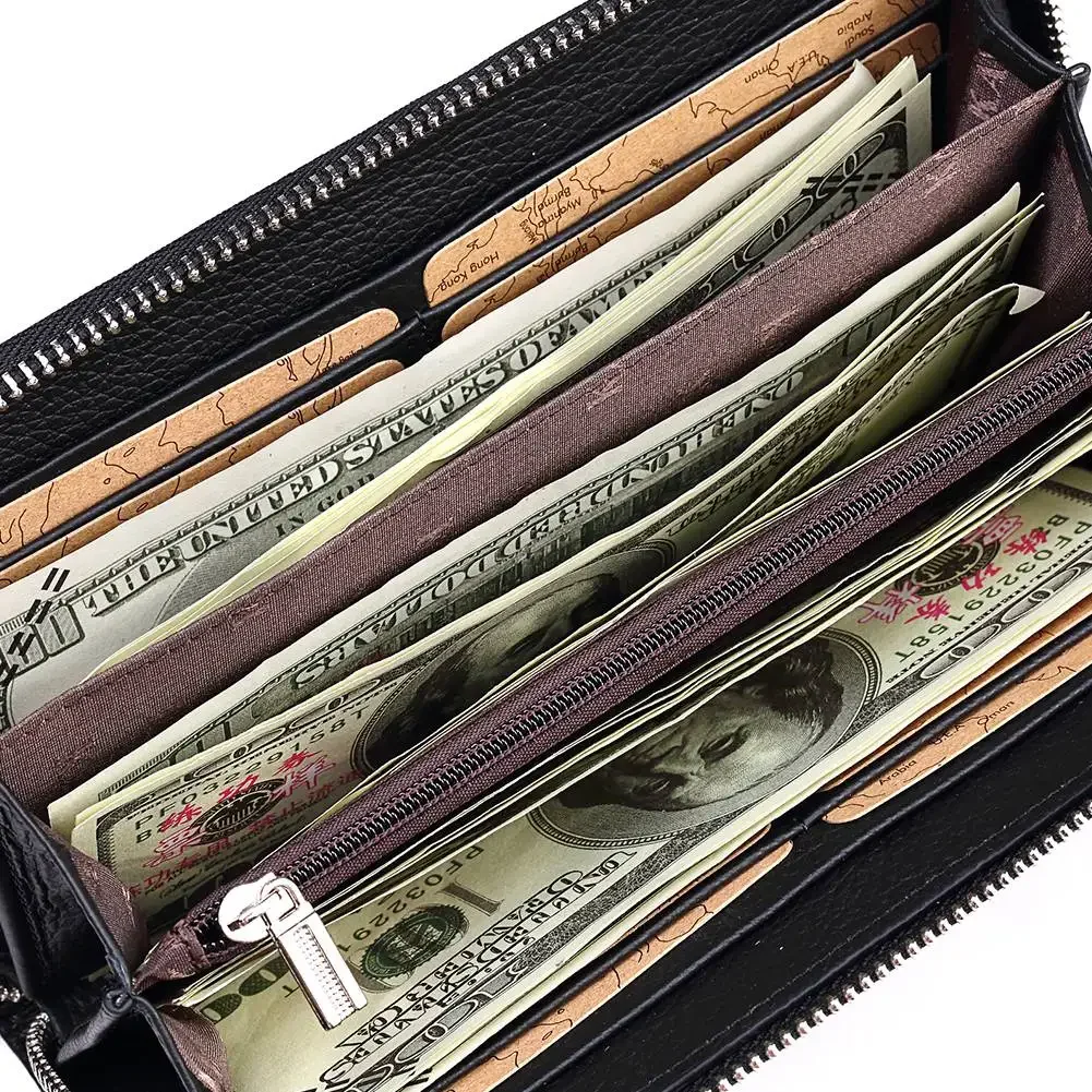 Мужской кошелек в стиле ретро большая вместительная сумка для телефона на молнии