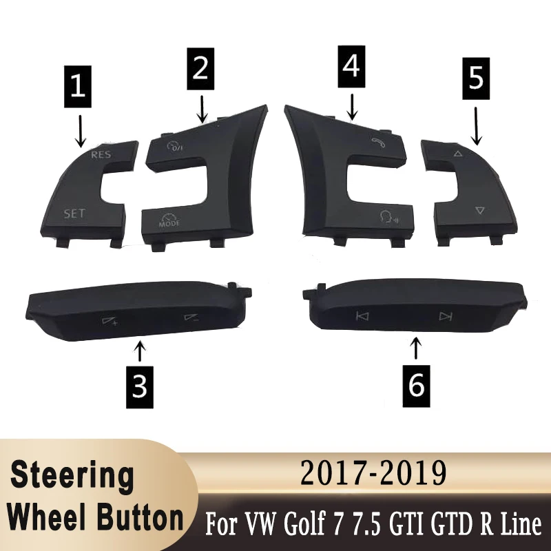 

Steering Wheel Multifunction Volume Switch Button Cover Trim For VW Golf 7 7.5 GTI GTD R Line GTS 2017-2020 (Not for Golf 7/7.5)