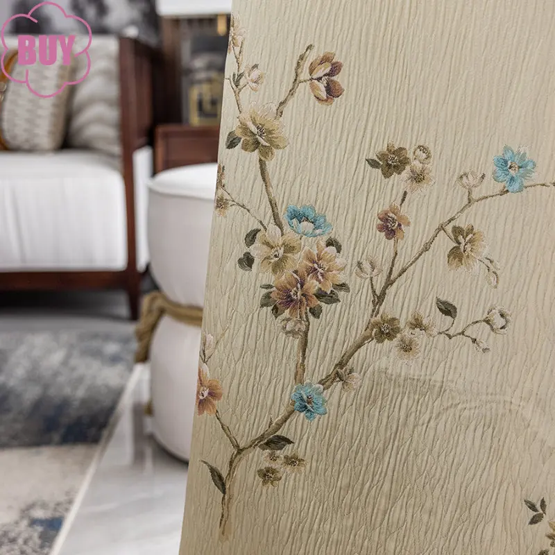 

Chinese Style Curtains for Living Dining Room Bedroom Light Luxury Embroidered Balcony Study Curtain Window Tulle Custom