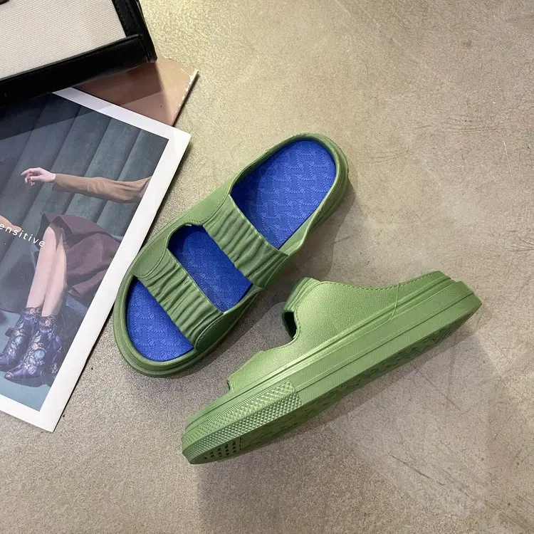 

Шлепанцы женские из ЭВА, повседневные однотонные сандалии на толстой подошве, модные уличные пляжные тапочки, лето