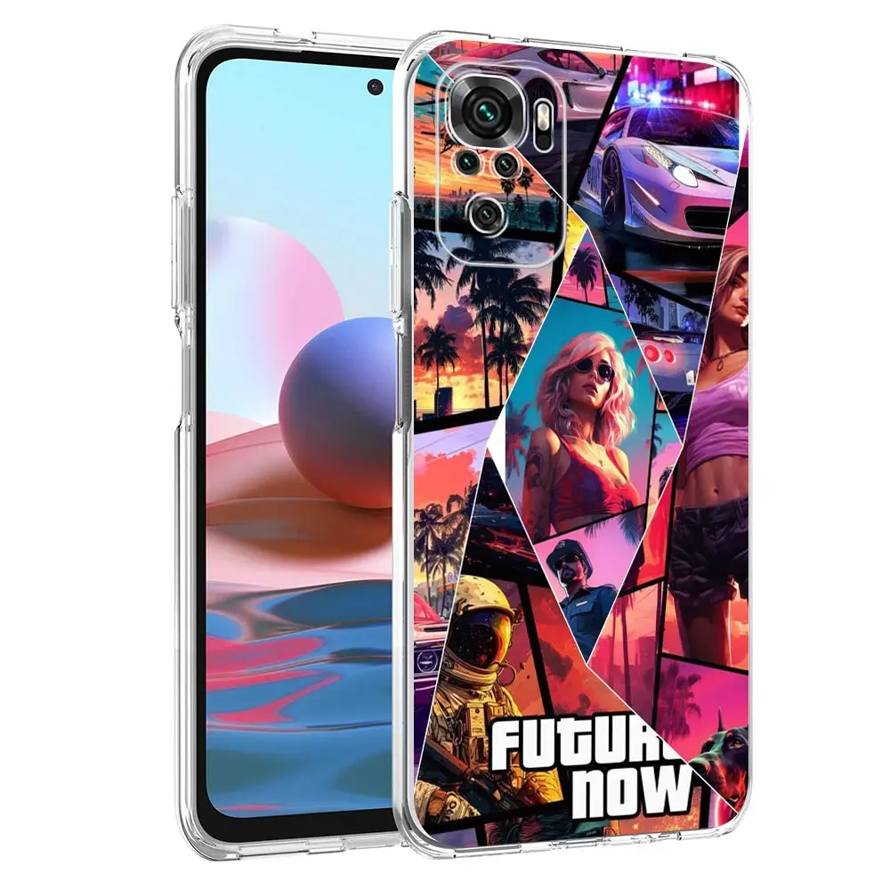 Чехол для телефона G-GTA 6G-Grand Theft Xiaomi Redmi Note 13 12 5G 9S 9 8 10 11 Pro 4G 9T 13C 12C 10C 9C 9A 7 прозрачный