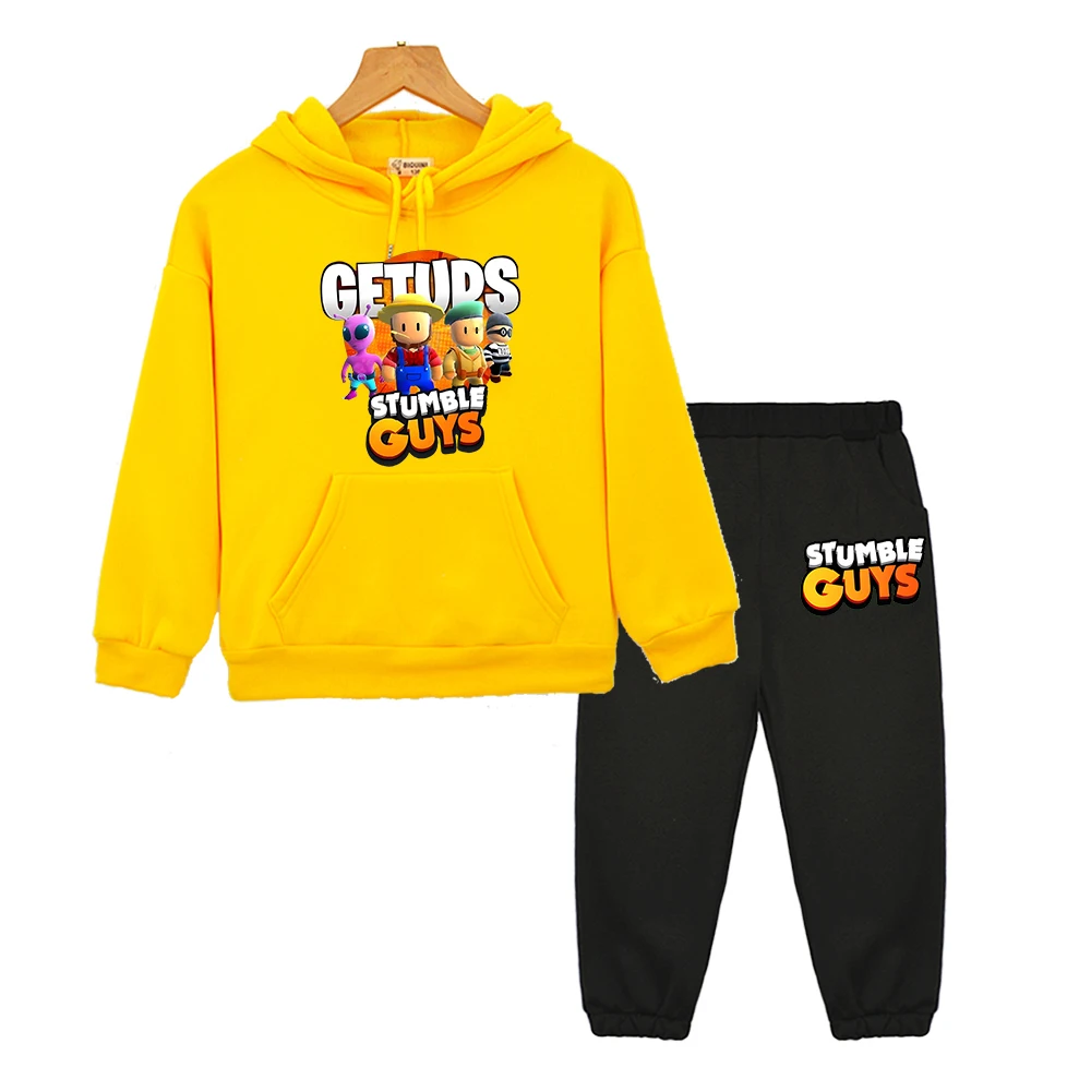 

Stumble Guys Anime hoodie Fleece sweatshirt kids boutique clothes y2k Casual Jacket Kawaii pullover Autumn boy girl Hooded Sets