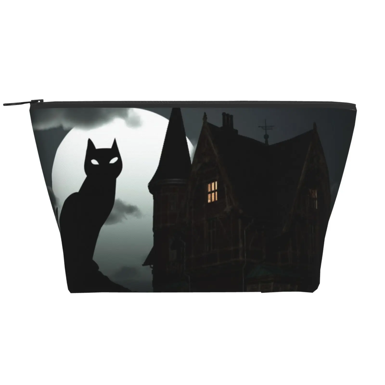 

Black Cat Full Moon Night Packaging Ziplock Bag Organizer Storage Bag Polyester Halloween Holiday 2 Side Designed Lightweight