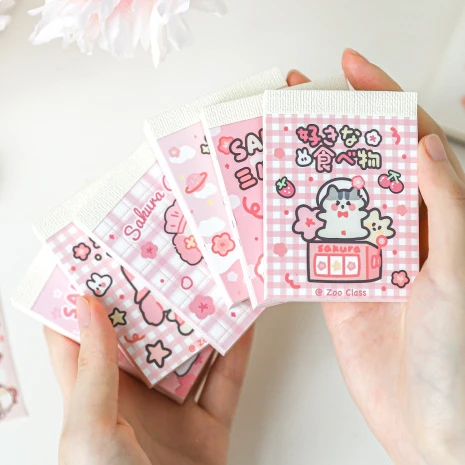 12 Packs Kawaii Pink Cat Cartoon Memo Pad Collection 80*59mm 80 Sheets DIY Message Note Decoration Stationery Gift Free Shipping