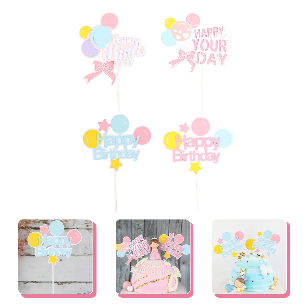 

Cake Birthday Topper Pick Cupcake Happy Stick Dessert Party Appetizer Toothpick Sign Balloon Supplies Decoration Muffin Insert