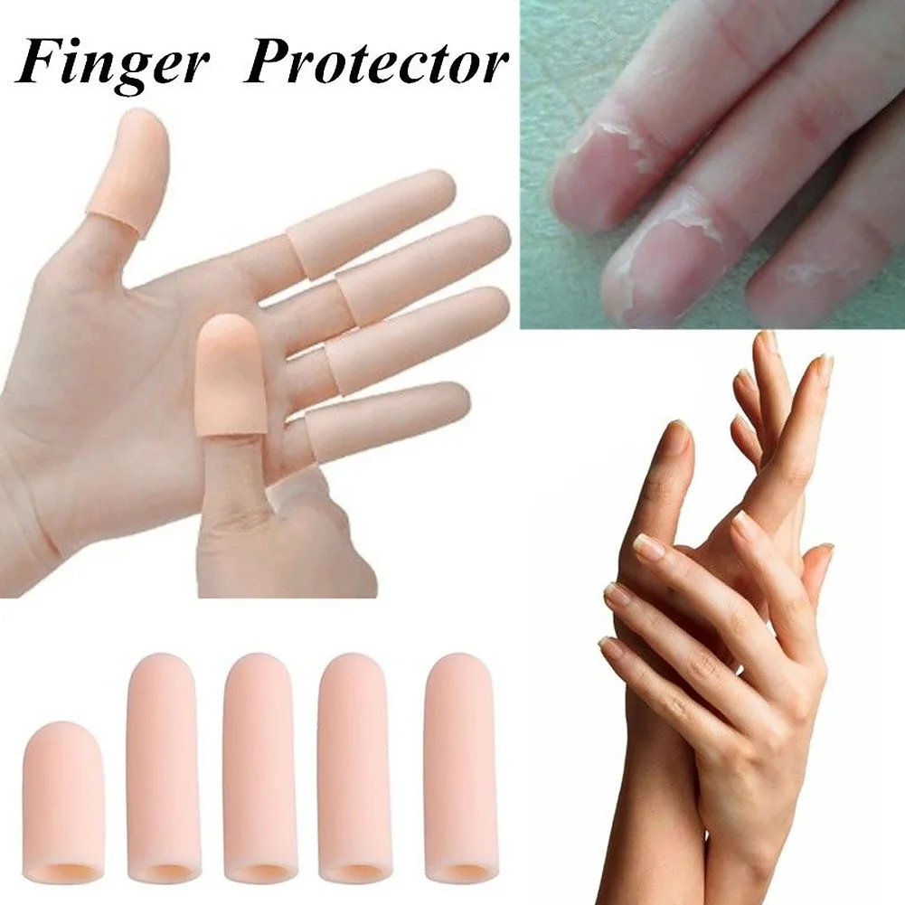 

10 pcs Silicone Gel Fingers Cap Fingertip Protector Insulation Finger Guard Anti-skid Hand Care Toe Finger Care Tube Bandage #