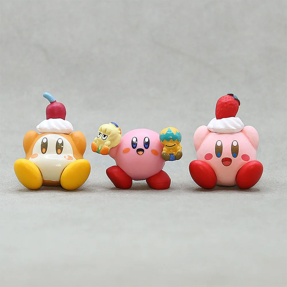 

3pcs Kirby Kawaii Model Strawberry Fruit Figurines Collection Cartoon Movie Peripheral Toys Anime Figure Girls Christmas Gifts