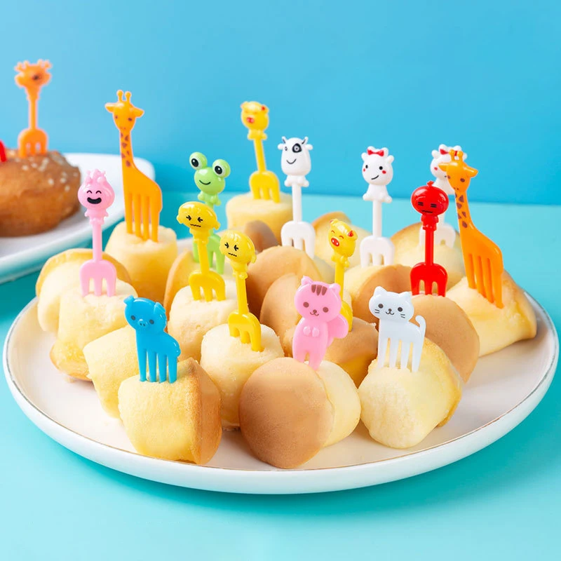 

Cute Mini Animal Notes Fruit Fork Cartoon Food Picking Kids Snack Cake Dessert Food Fruit Fork Lunch Bento Party Decoration