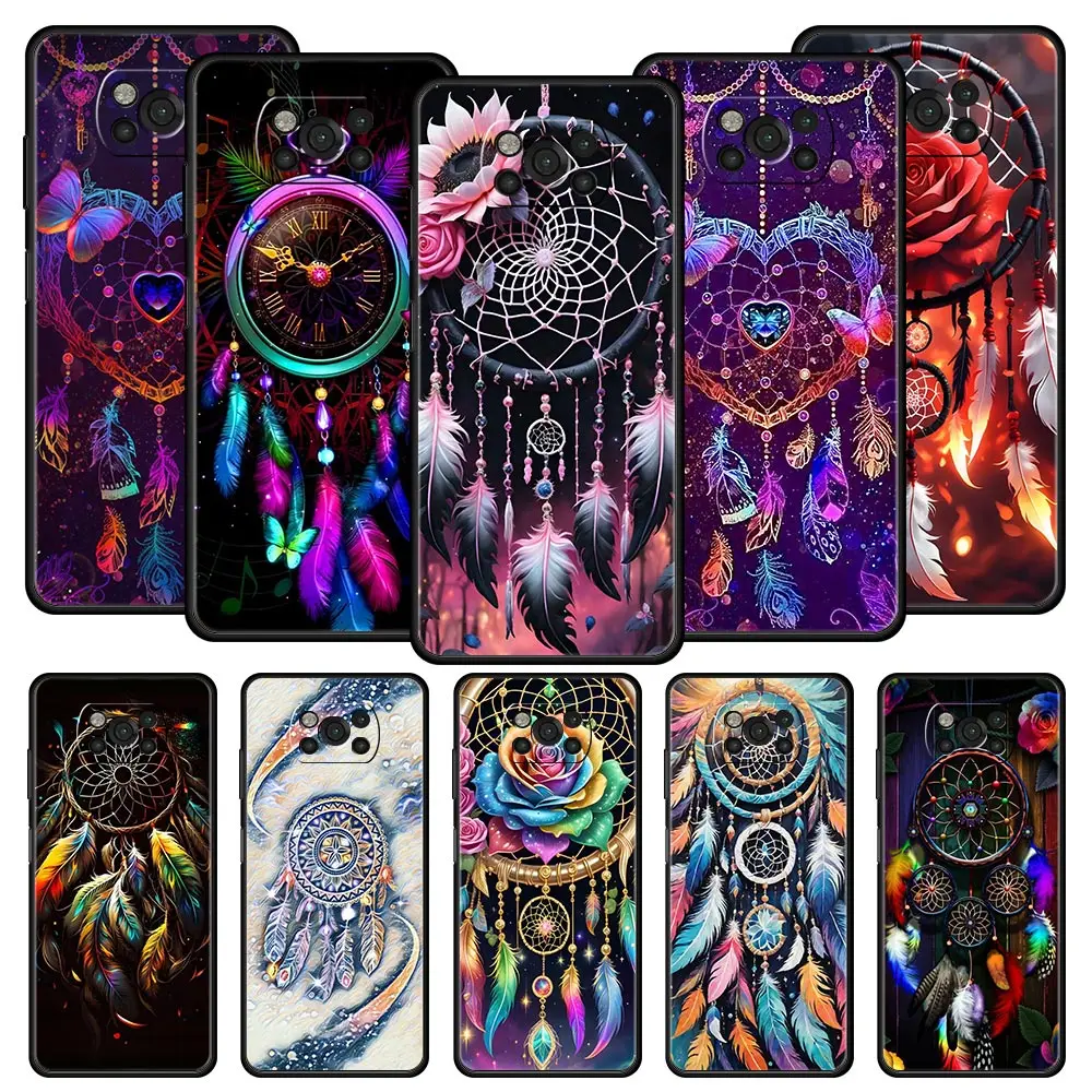 Фото Чехол для телефона Xiaomi Poco F7 F6 F5 F4 F3 X7 X6 X5 X4 X3 NFC M4 C51 C55 GT 5G, мягкий чехол из ТПУ, милый чехол-капас с мандалой и ловцом снов №1