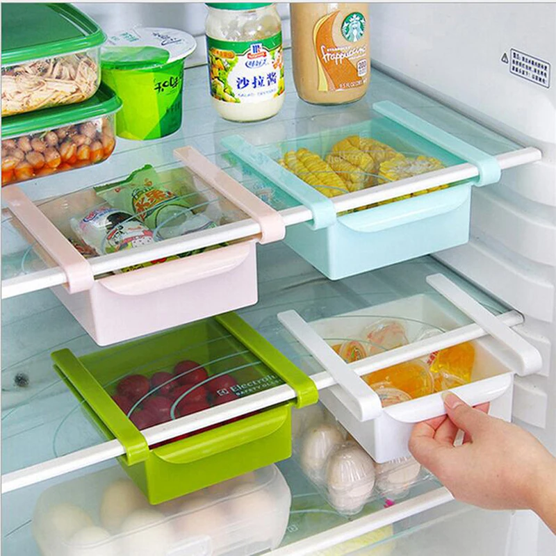 

Creative Adjustable Kitchen Fridge Storage Home Organizer Food Container Refrigerator Drawer Boxes Rack Retractable Shelf Tools
