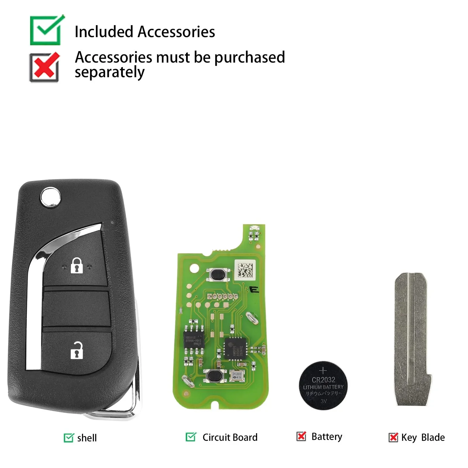 Xhorse XKTO01EN Универсальный дистанционный ключ для Toyota 2 кнопки VVDI Key Tool и VVDI2 5 шт./лот