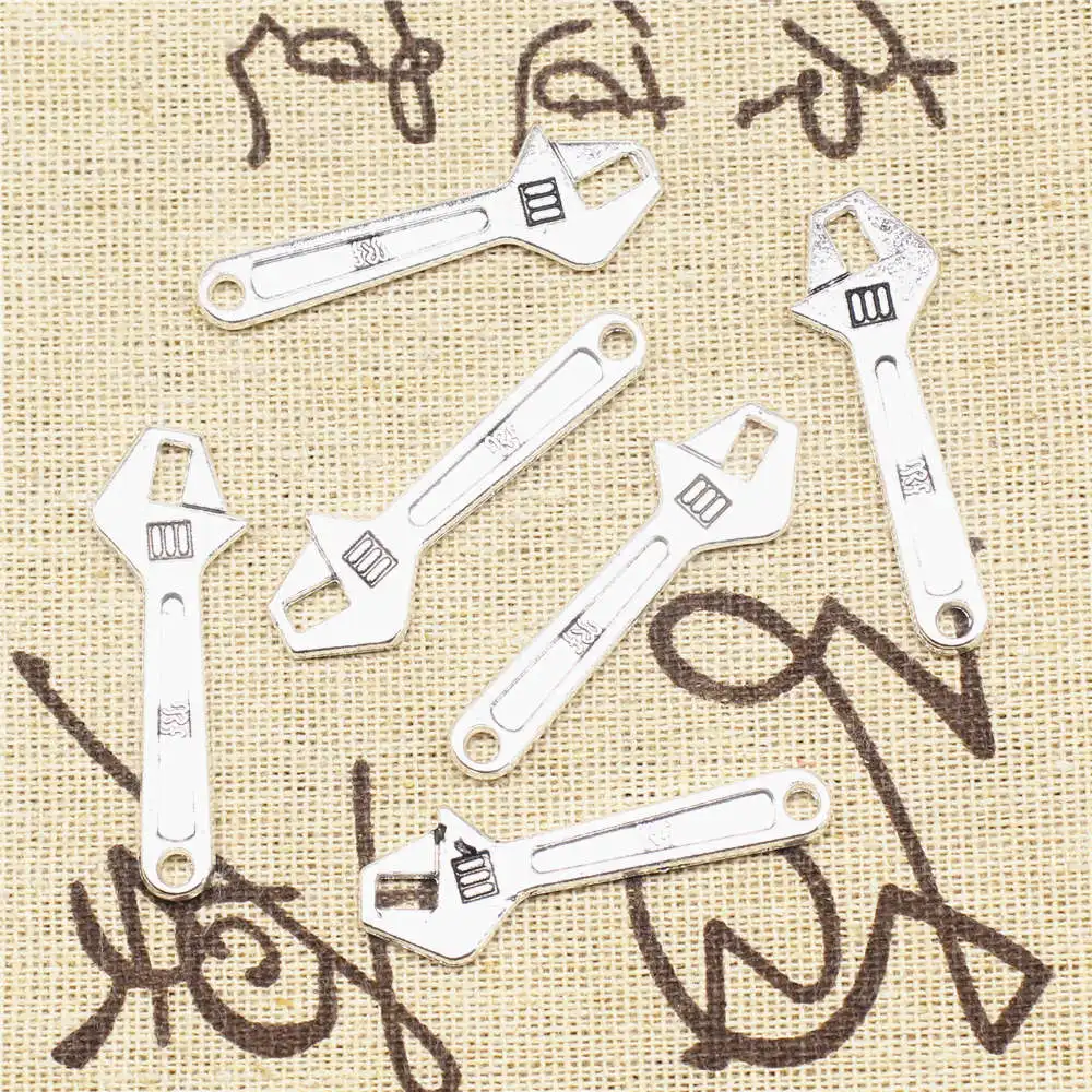 

5pcs Antique Silver Color 13x40mm Wrench Charms Handmade Jewerly Diy