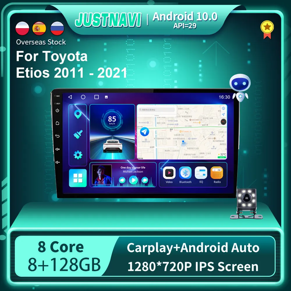 

JUSTNAVI QT1 2 din Android 10.0 Car Radio For Toyota Etios 2011 - 2021 Multimidia Video Player GPS Navigaion Split Screen No DVD