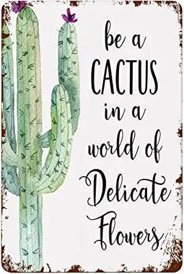 

Metal Wall Sign Cactus Decoration Wall Art Inspirational Wall Cactus Sign Cactus Tin Sign Suitable for Kitchen