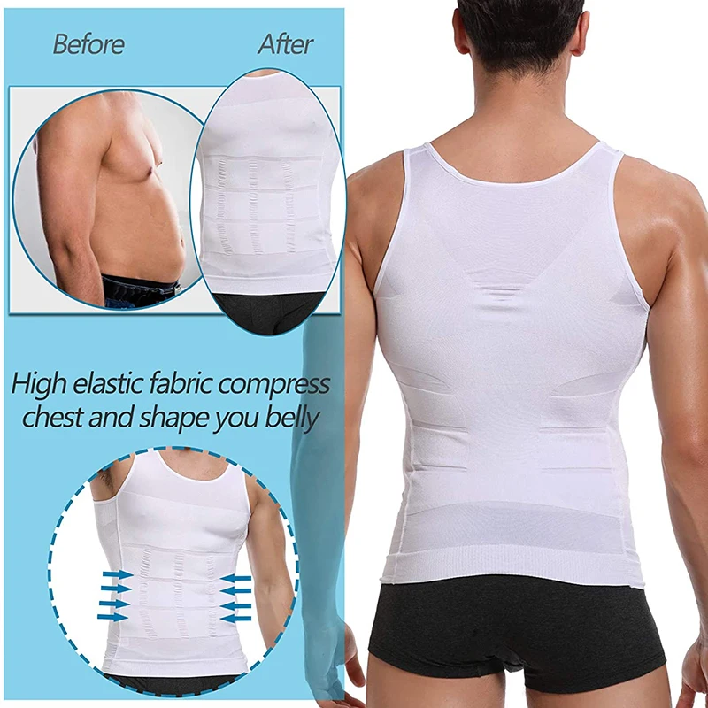 Mens Slimming Body Shaper Vest Shirt Abs Abdomen Shaping Slim Tank Top Undershirt Waist Trainer Tummy Control Compression Shirts