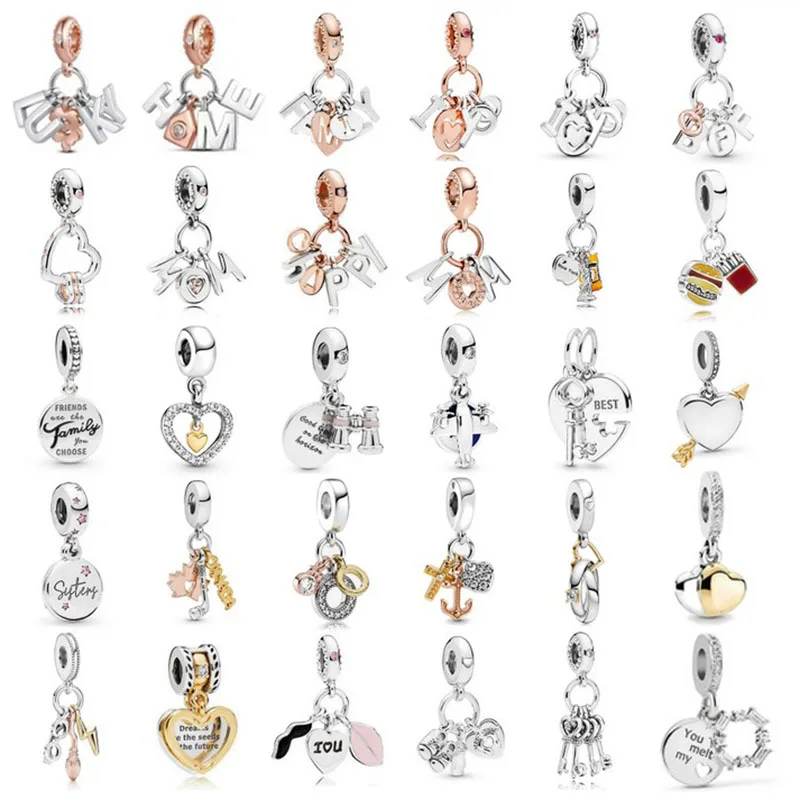 

Mixed Silver & Rose Gold Color Family Home Lucky Charm Beads Fit Bracelets & Bangles for Women DIY Making Jewelry