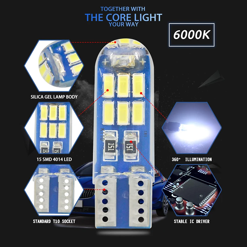 Автоматические лампы TINTUTA T10 W5W 168 194 192 4014 SMD 15 стробоскопов задний фонарь для