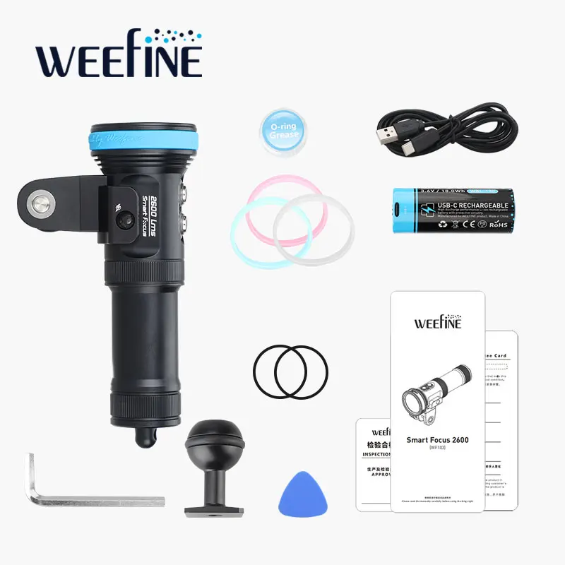 WEEFINE WF103 Smart Focus 2600 люмен подводный видеосвет фонарик для подводного плавания фонарик подводная видеолампа для фотосъемки (art.: 3920cb57febd0) - 3920cb57febd0
