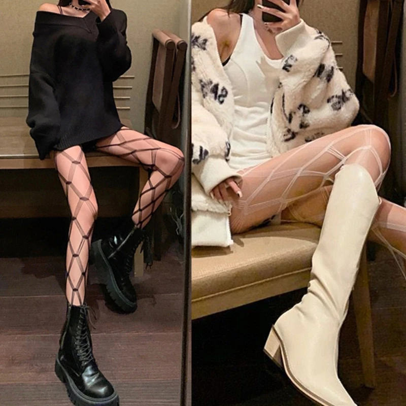 Long Stockings Women Sexy Thigh High Fishnet Over Knee Pantyhose Sexy Lingerie with Big Grid for Dress Skirt Accessories