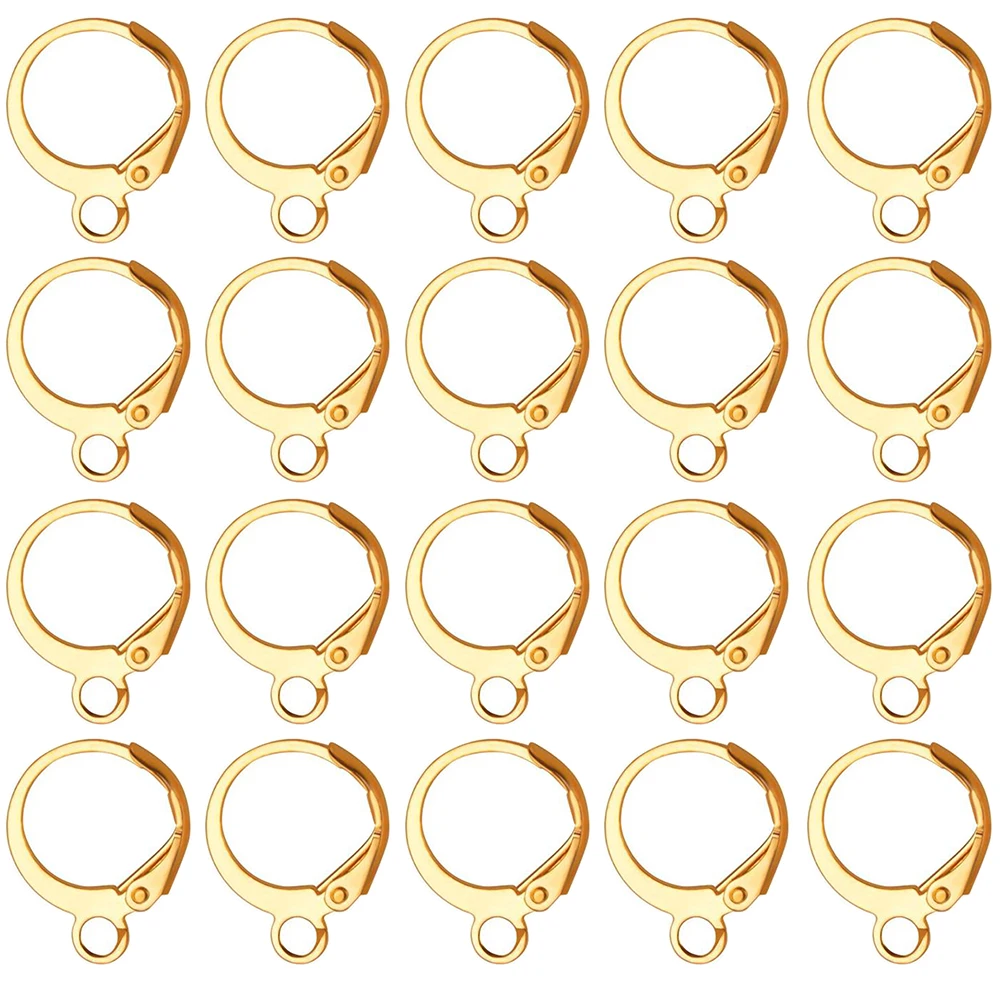 50Pcs/Lot Stainless Steel Smooth Circle Round Earring Open Connector Hooks for Jewelry Making Finding Supplies