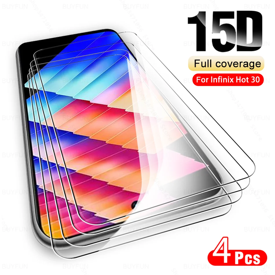 

4Pcs Clear Glas For Infinix Hot 30 30i 4G Protective Tempered Glass InfinixHot30 Play NFC Hot30 I Hot30i 30Play Screen Protector