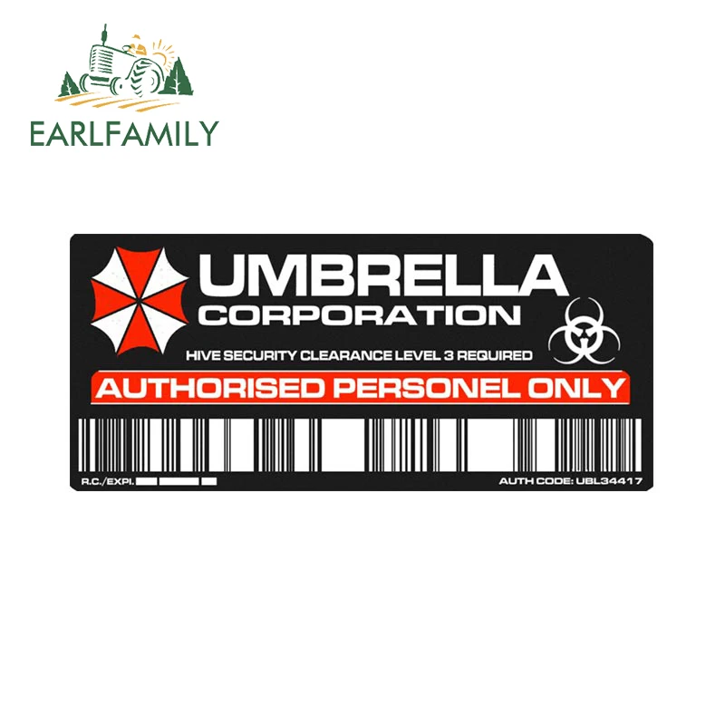 EARLFAMILY 13cm x 5.7cm for Umbrella Corporation Funny Car Stickers Creative Anime Decal Personality Trunk ATV Vinyl Car Wrap