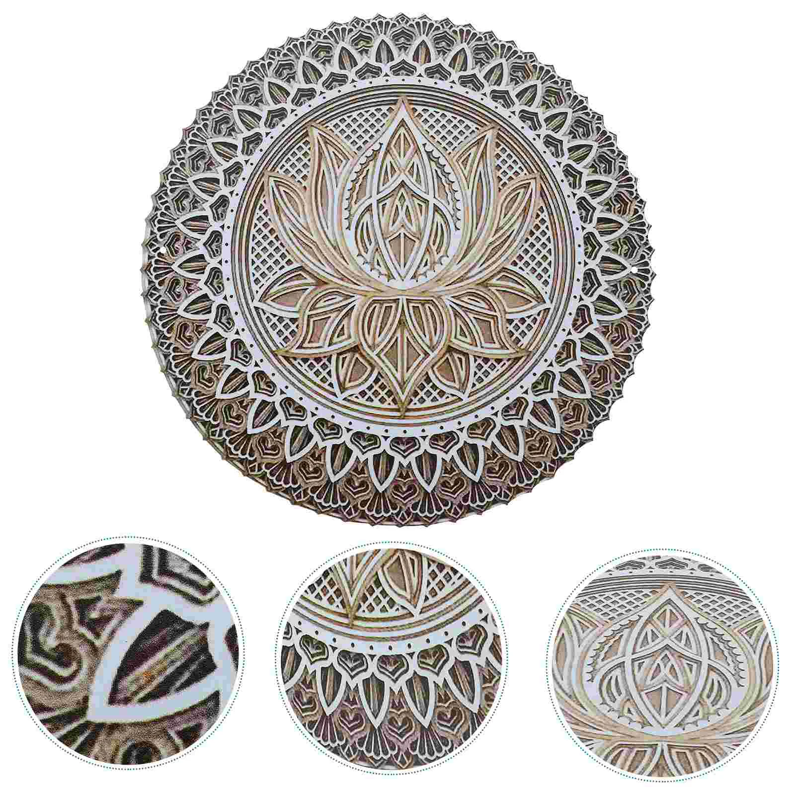 

Round Metal Lotus Flower Mandala Wall Art Decor 30x30cm Wrought Iron Hanging Sculpture Wall Decoration For Living Room Bedroom