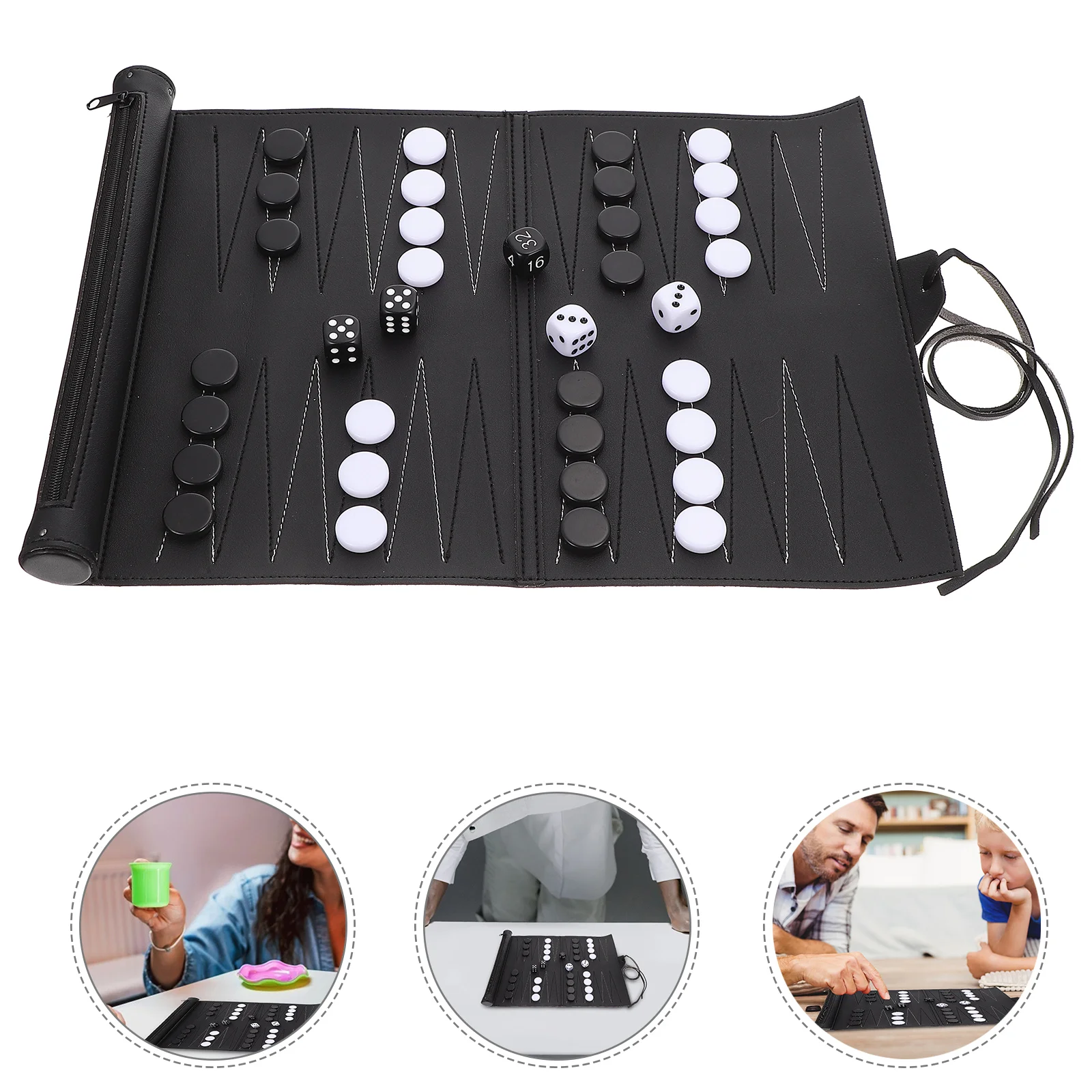 

Backgammon Board International Chessboard Portable Games Accessory (Black)
