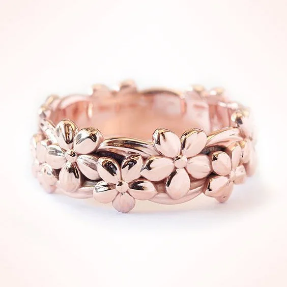 

14k Rose Gold Plated Alloy Ring Simple Flower Ring Hand Jewelry Birthday Gift Wholesale