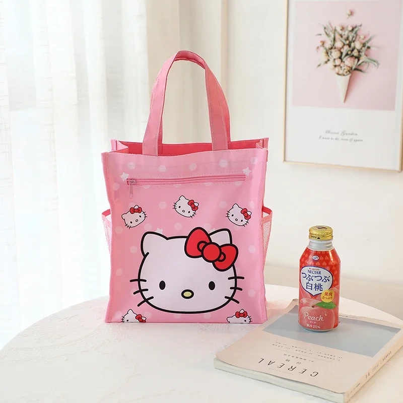 Kawaii Sanrio мультяшные сумки Hello Kitty двухслойная водонепроницаемая сумка-тоут милая