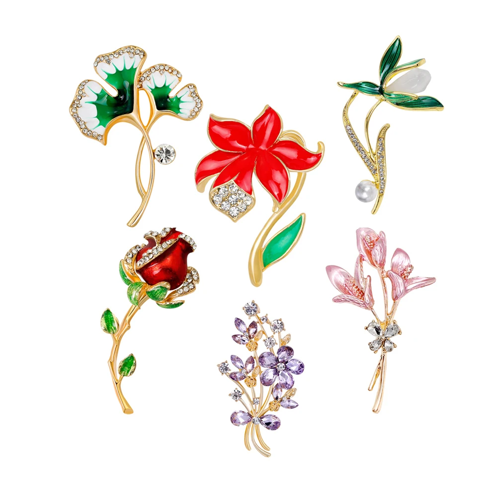 

6 шт./партия, женские броши в форме листьев гинкго