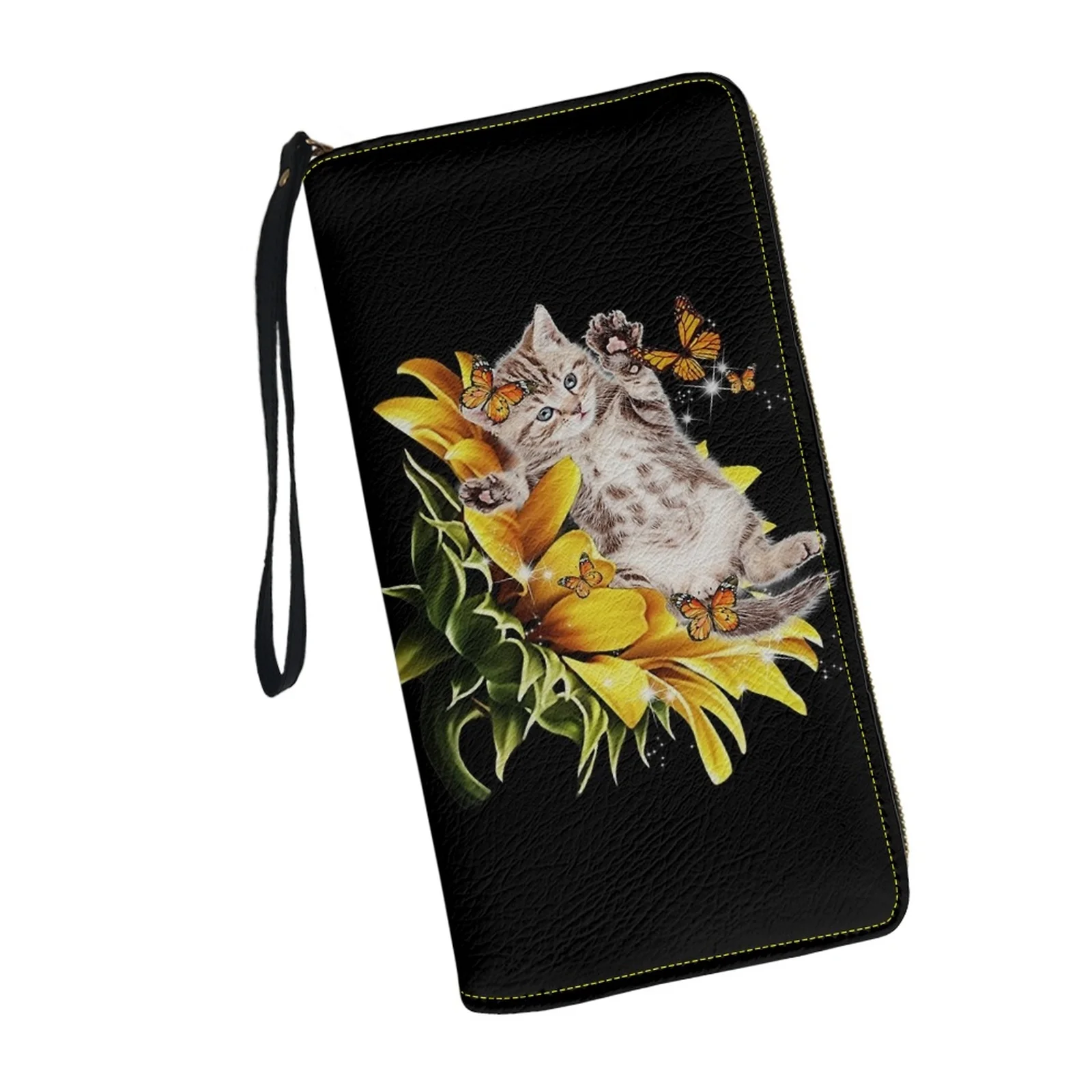 Belidome Funny Cat Wristlet Wallets for Womens Casual PU Leather Long Purse RFID Blocking Card Holder Clutch Bag Lady Handbags