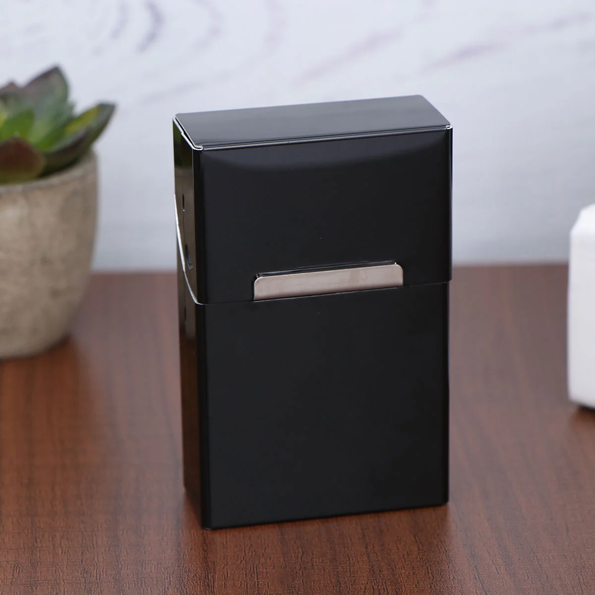 

1pc Case Large Capacity Magnetic Clamshell Aluminum Holder Box Case Container for Men