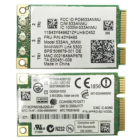 Мини-карта pcie для Intel WIFI Link 5300 533AN_MMW 2,4 ГГц 5 ГГц Беспроводная карта WLAN для Lenovo Thinkpad X200 T400 43Y6495