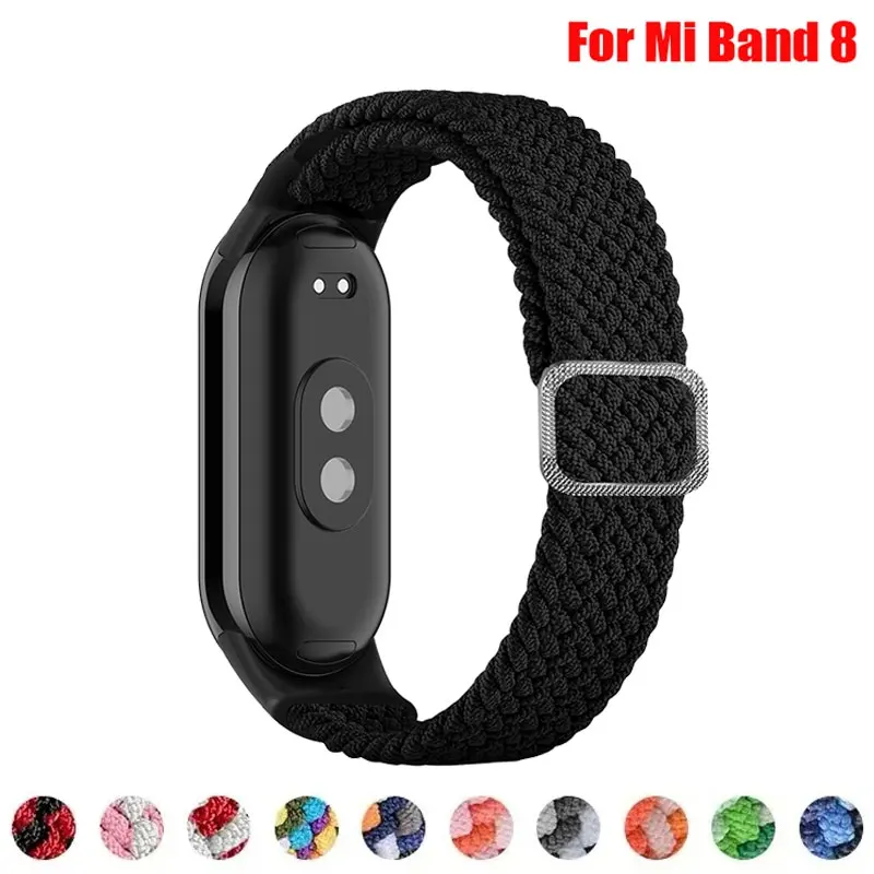 Фото Ремешок нейлоновый для Xiaomi Mi Band 9 8, эластичный плетеный соло с пряжкой, Официальный сменный Браслет Correa для Miband 4 3 5 6 7 №1