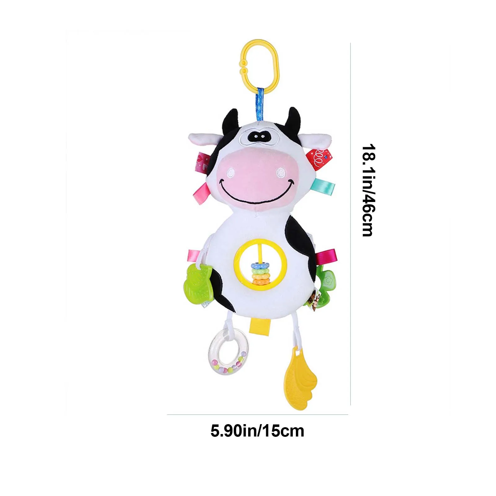 Baby Rattle Stroller Toys Baby Teether Plush Cow Activity Toy Set 3 In 1 Baby Car Seats Activity Toy Hangings Rattle Toys For images - 6