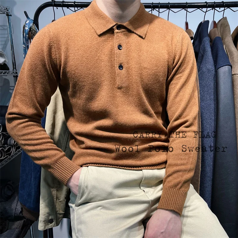 

21WM05 Asian Size Unisex High Quality Casual Flexible Long Sleeve Thick Heavy Merino Wool Henley Tee Shirt 3 Colours