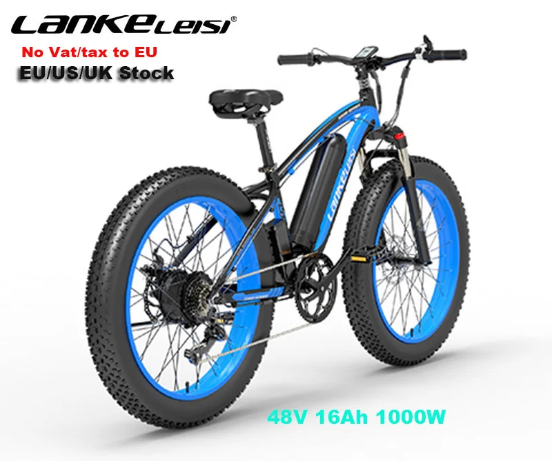 

Электрический велосипед Lankeleisi XF4000, литиевая батарея, снег, пляж, велосипед, толстые шины 1000 Вт, мотор с 48 в 16 Ач, в наличии в Великобритании